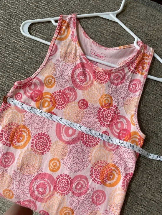 L.L. Bean Pink Orange 100% Cotton Racer Back Girls Dress Size 10 - Picture 10 of 11